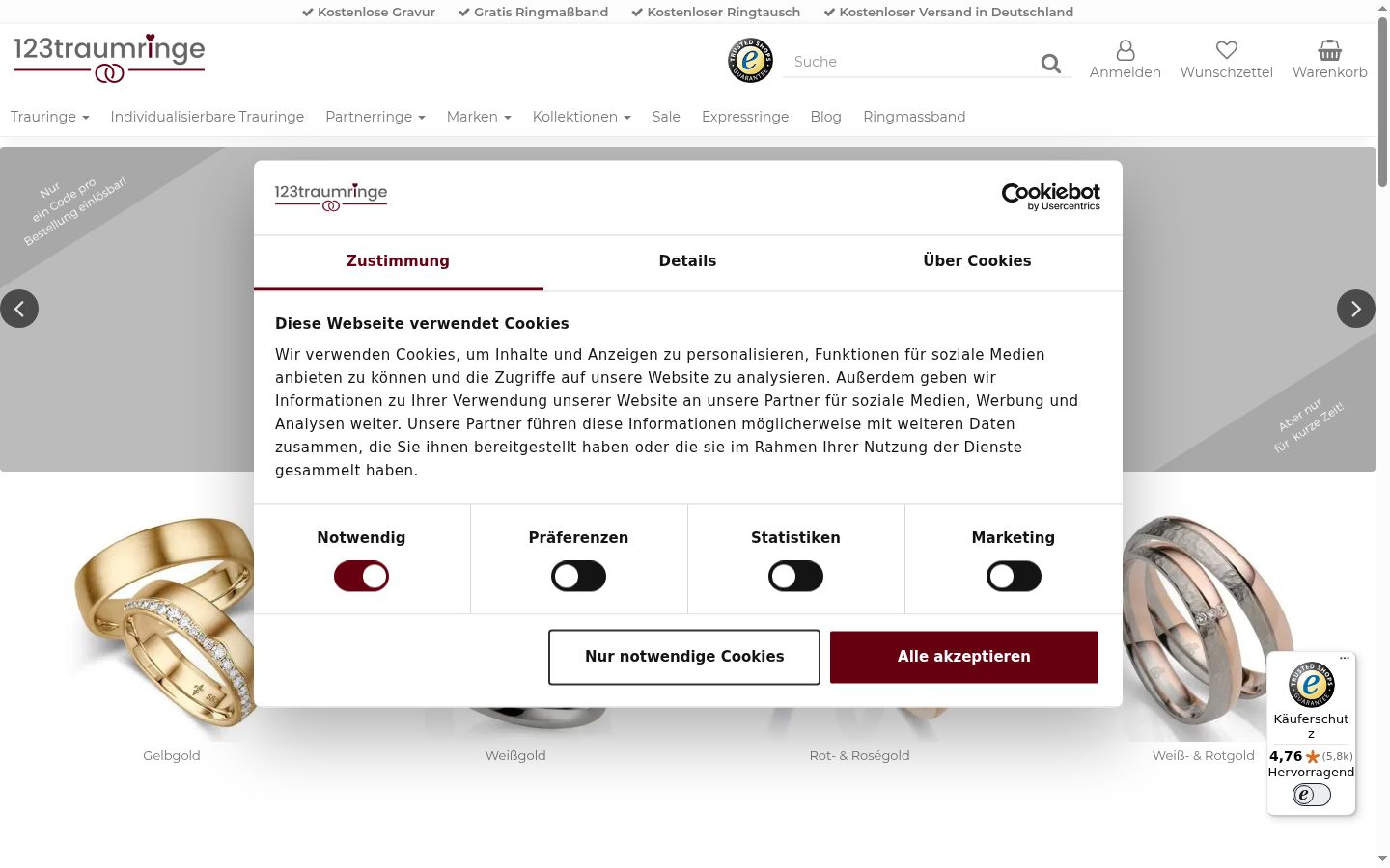Zrzut ekranu banera zgody wyświetlanego przed jakąkolwiek interakcją