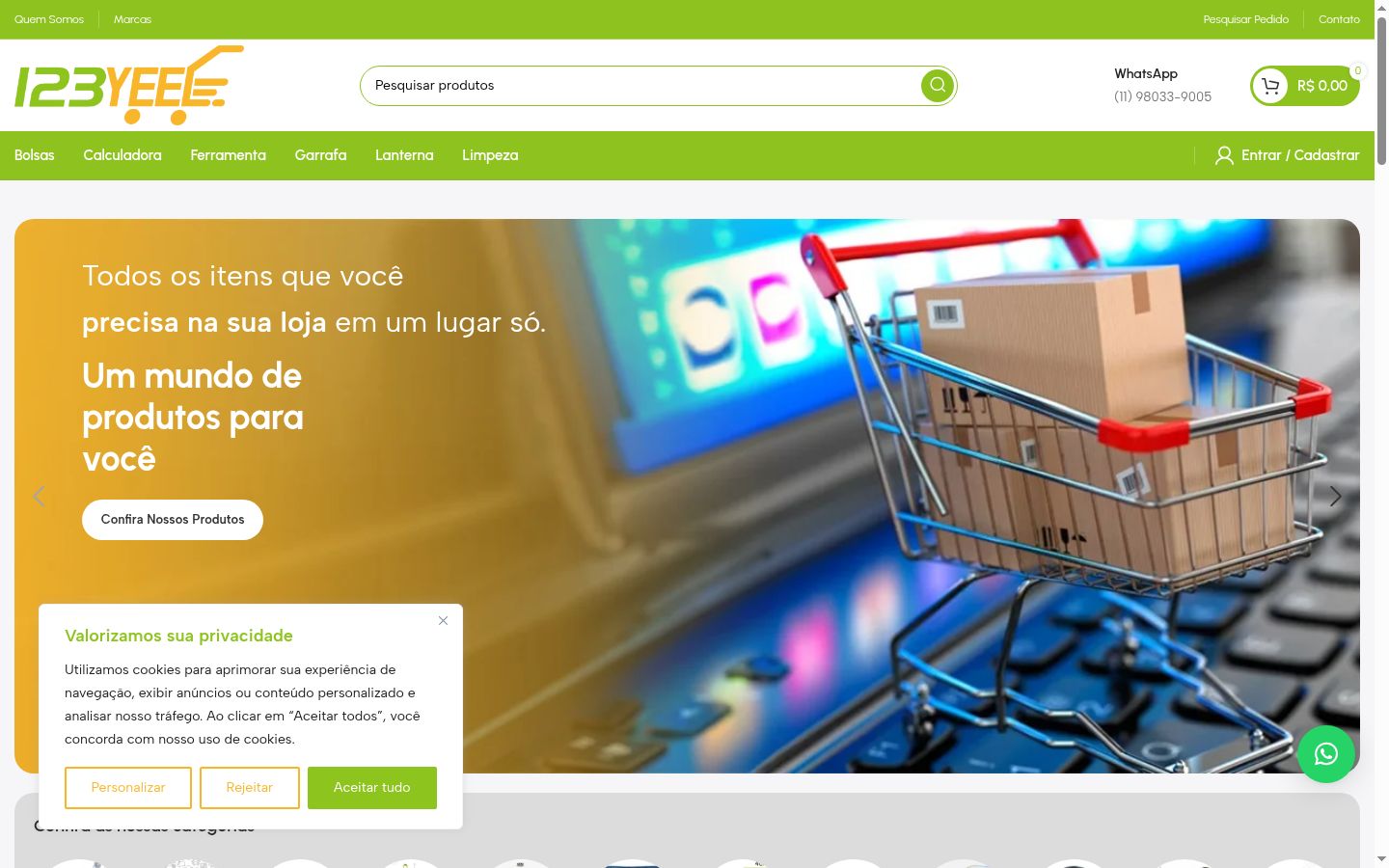 Captura de pantalla del banner de consentimiento mostrado antes de cualquier interacción