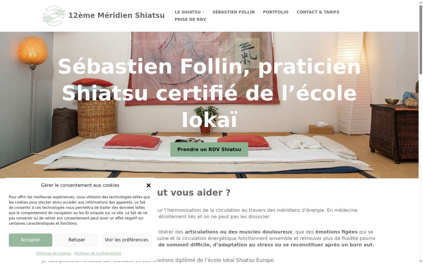 Capture d'écran de la bannière de consentement affichée avant toute interaction