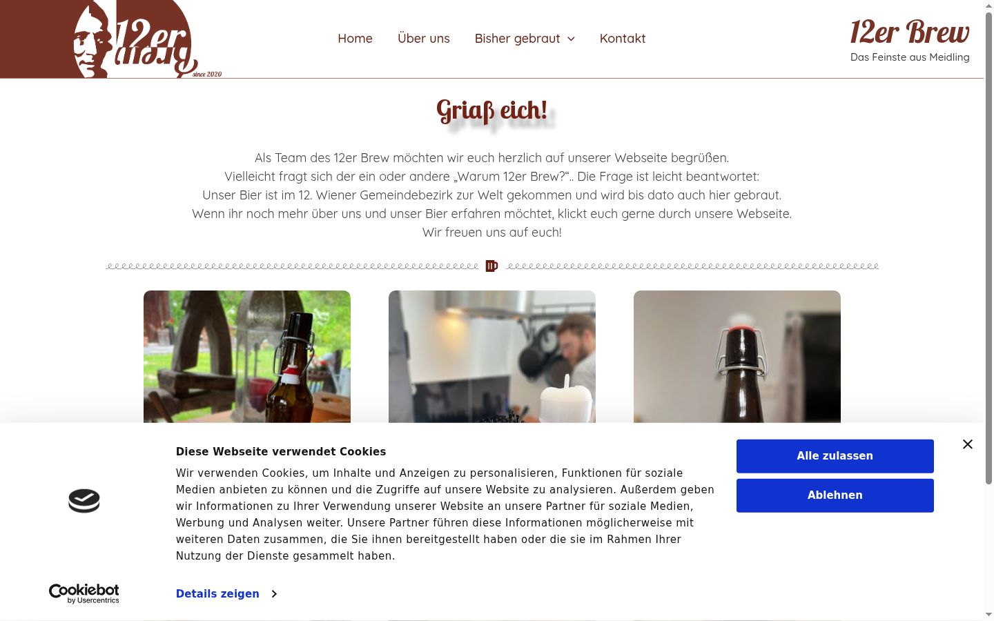 Screenshot des Einwilligungsbanners vor jeglicher Interaktion