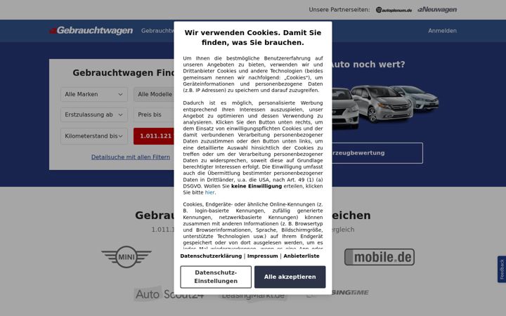 Screenshot of 12gebrauchtwagen.de