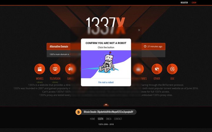 Screenshot of 1337x.tw
