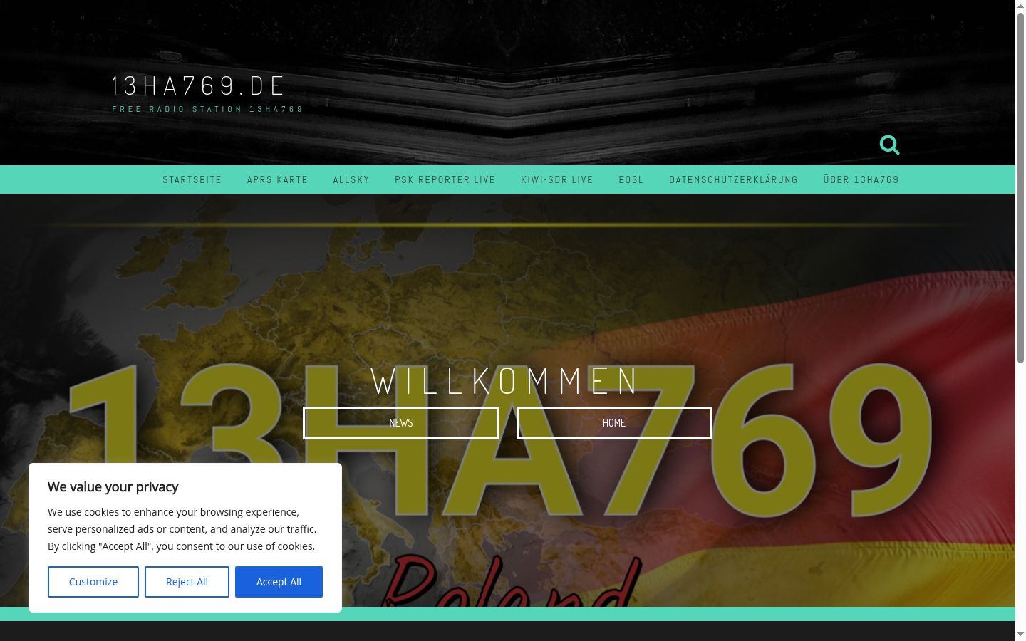 Screenshot del banner di consenso mostrato prima di qualsiasi interazione