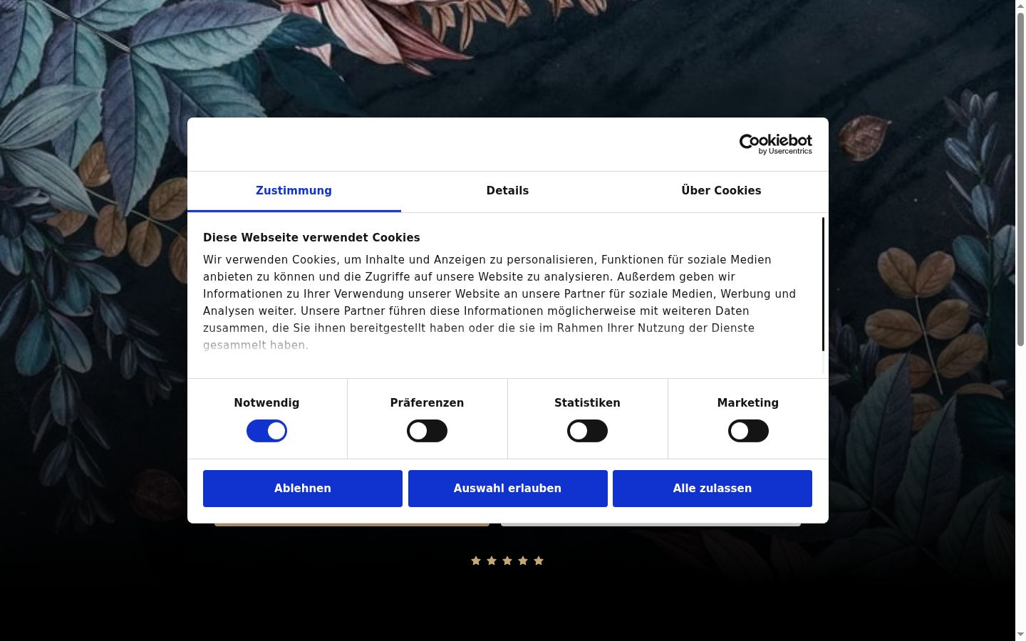 Screenshot of the consent banner shown before any interaction