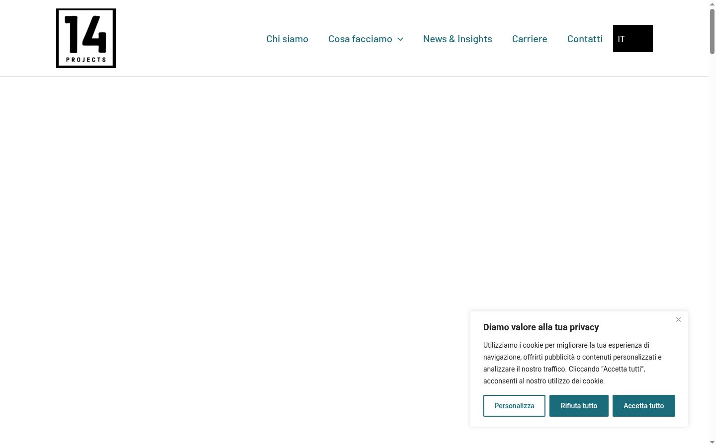 Screenshot del banner di consenso mostrato prima di qualsiasi interazione