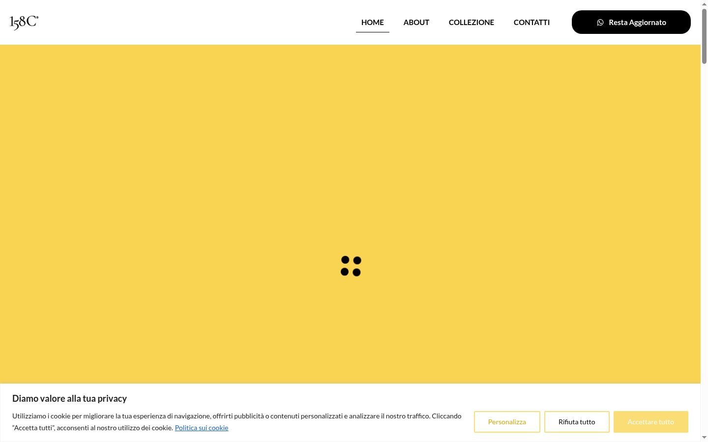 Screenshot del banner di consenso mostrato prima di qualsiasi interazione
