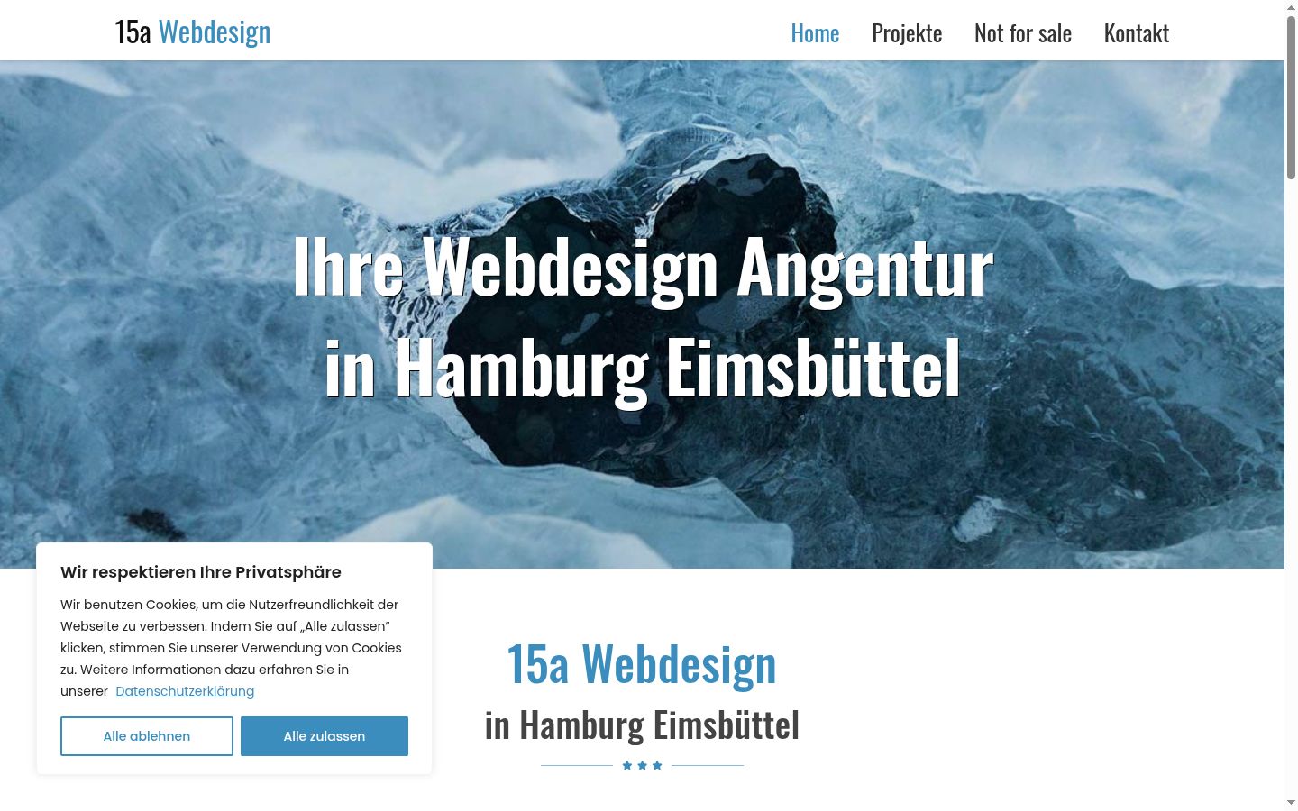 Screenshot des Einwilligungsbanners vor jeglicher Interaktion