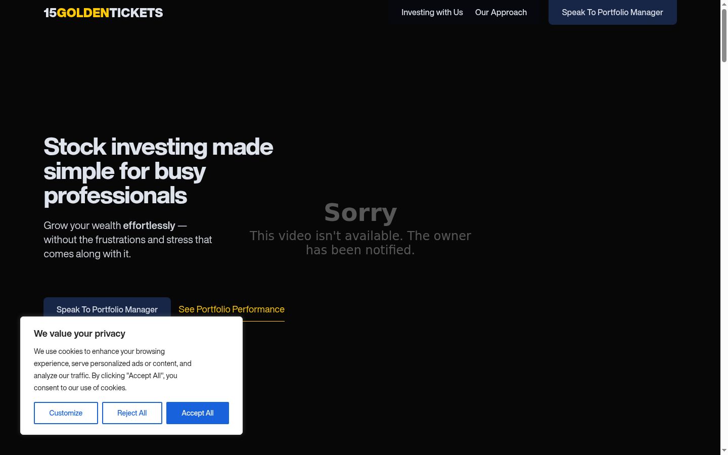 Screenshot of the consent banner shown before any interaction