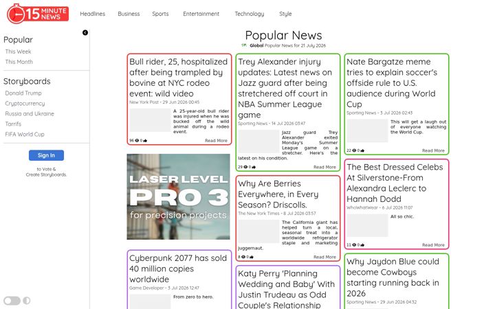 Screenshot of 15minutenews.com