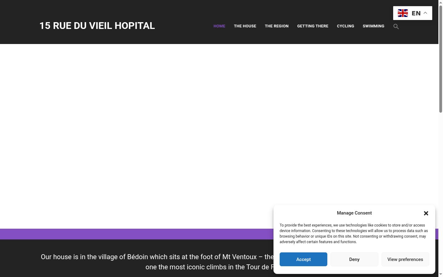 Skjermbilde av samtykkebanneret slik det vises før noen interaksjon