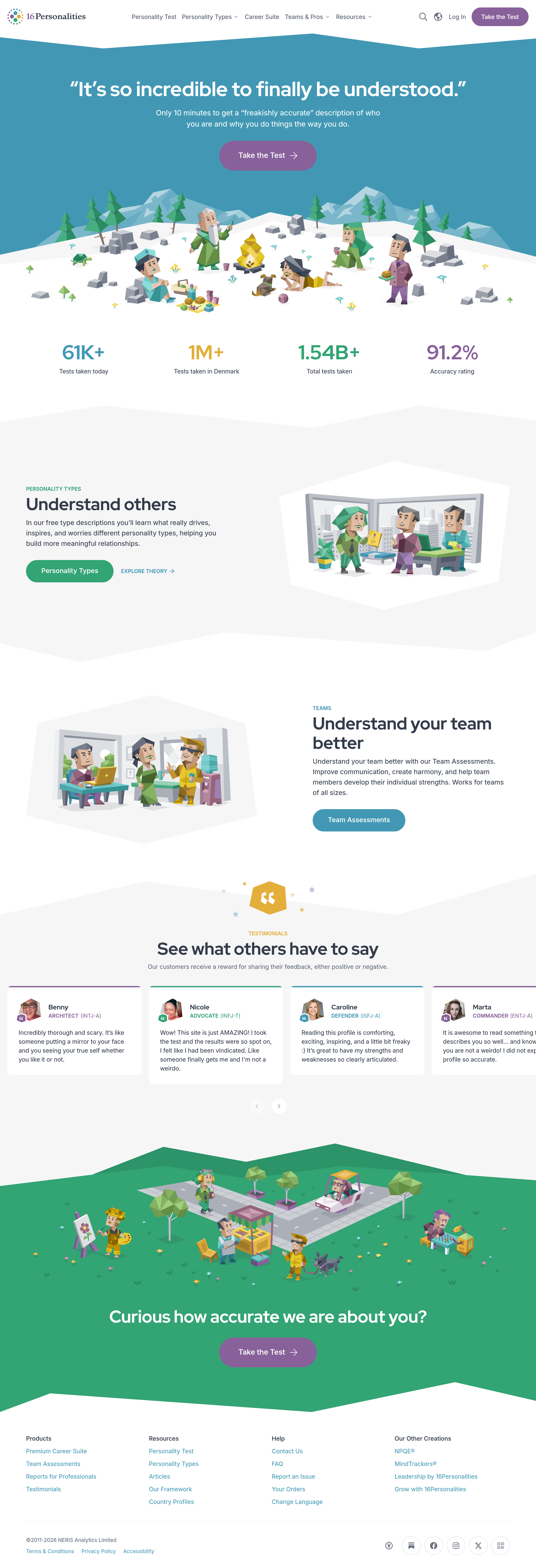 Screenshot of 16personalities.com