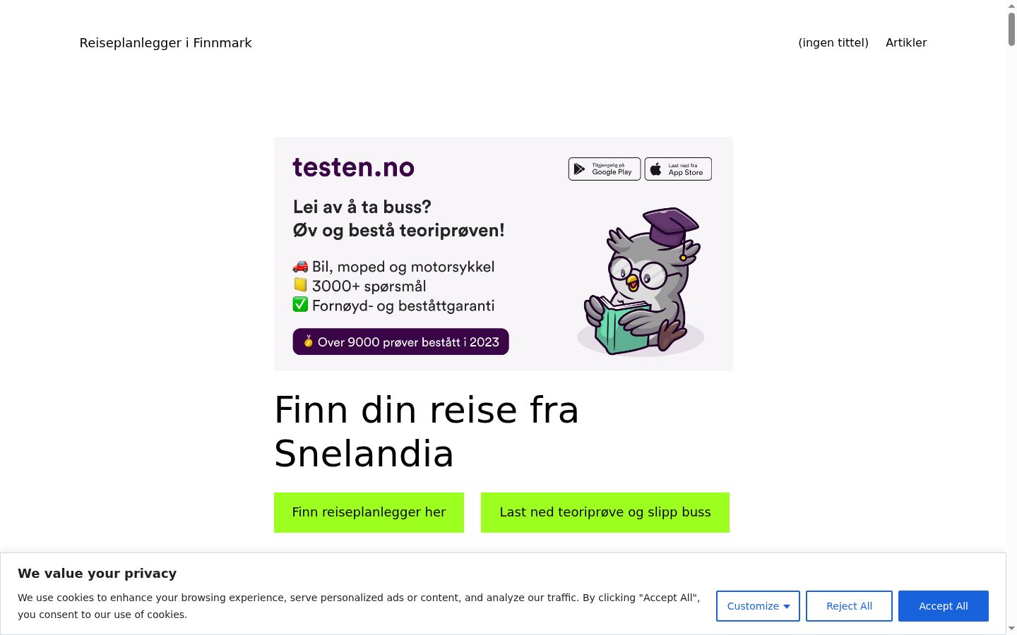 Screenshot des Einwilligungsbanners vor jeglicher Interaktion