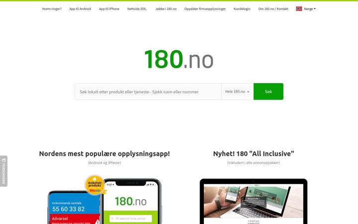 Screenshot of 180.no