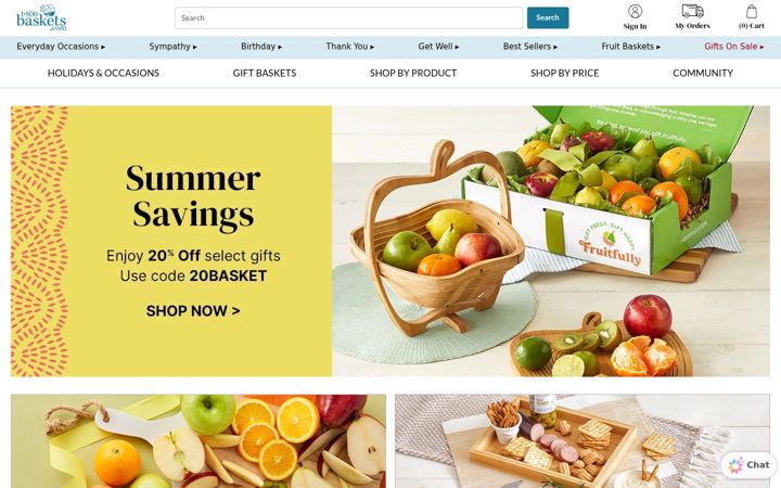 Skærmbillede af 1800baskets.com