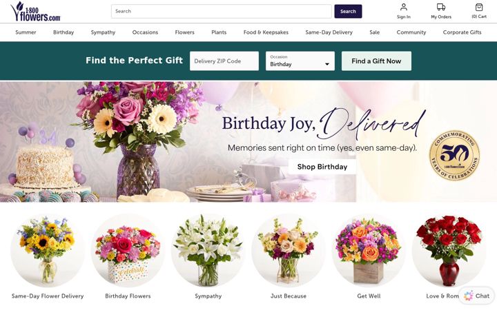 Ekrano kopija 1800flowers.com