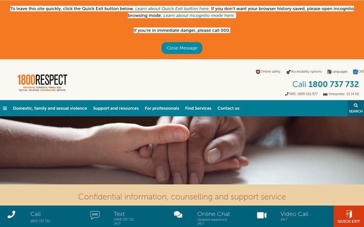 Screenshot of 1800respect.org.au
