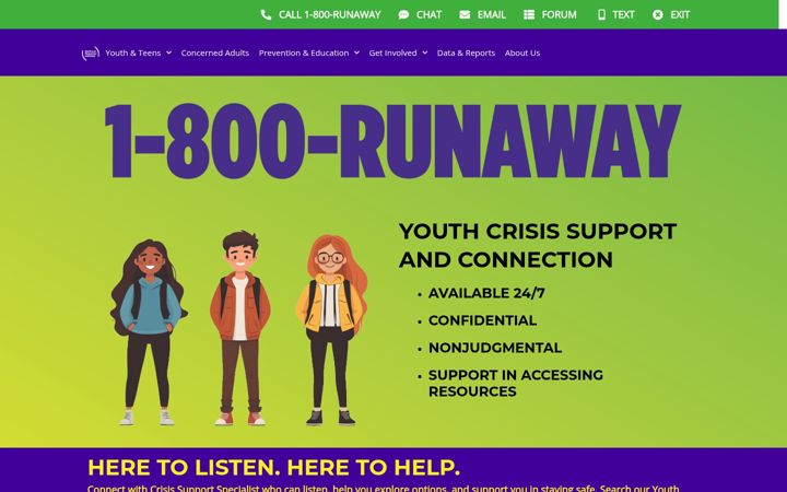 Screenshot von 1800runaway.org