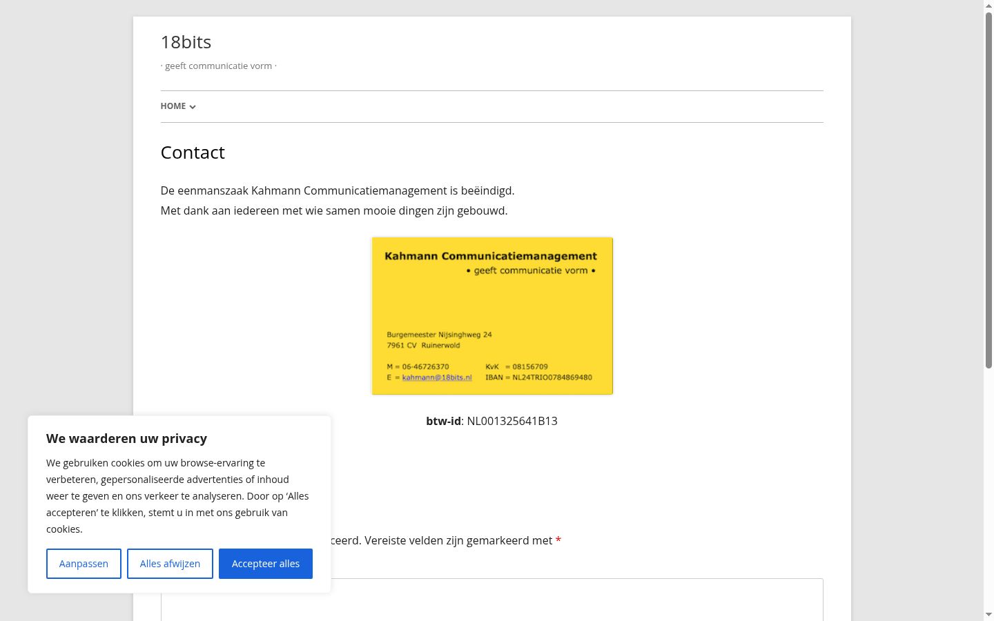 Screenshot del banner di consenso mostrato prima di qualsiasi interazione
