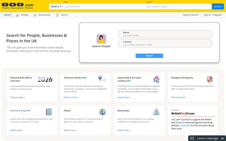 Screenshot ta' 192.com