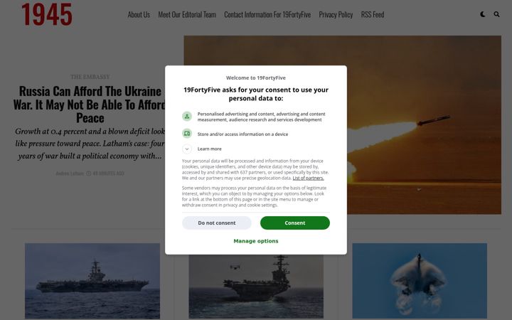 Screenshot of 19fortyfive.com