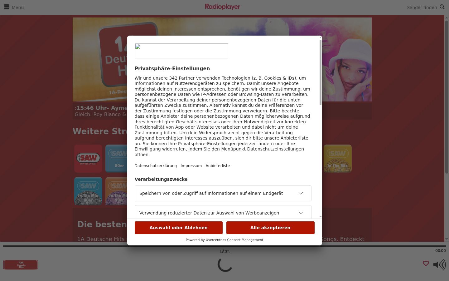 Screenshot of the consent banner shown before any interaction