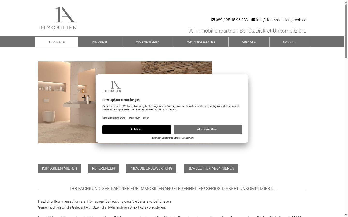 Screenshot of the consent banner shown before any interaction
