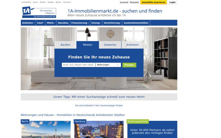 Екранна снимка на 1a-immobilienmarkt.de