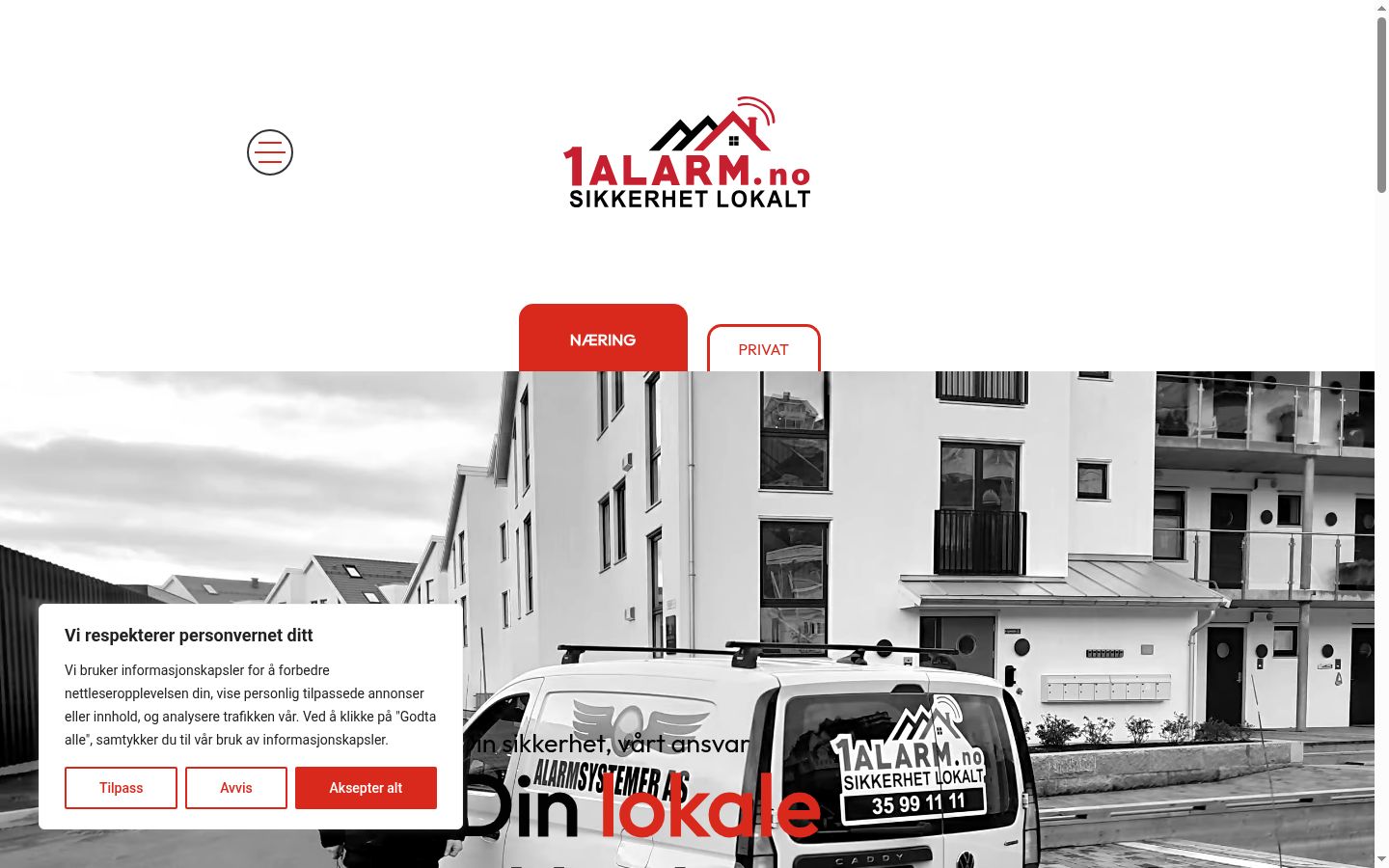 Skärmbild av samtyckesbannern som visades före någon interaktion