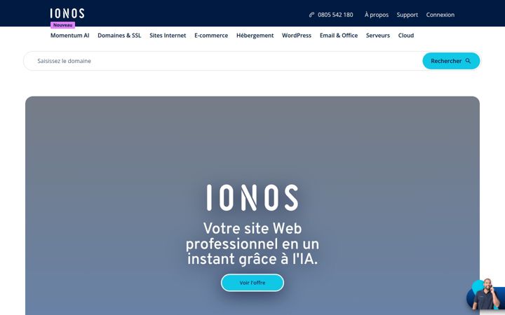Screenshot of 1and1.fr