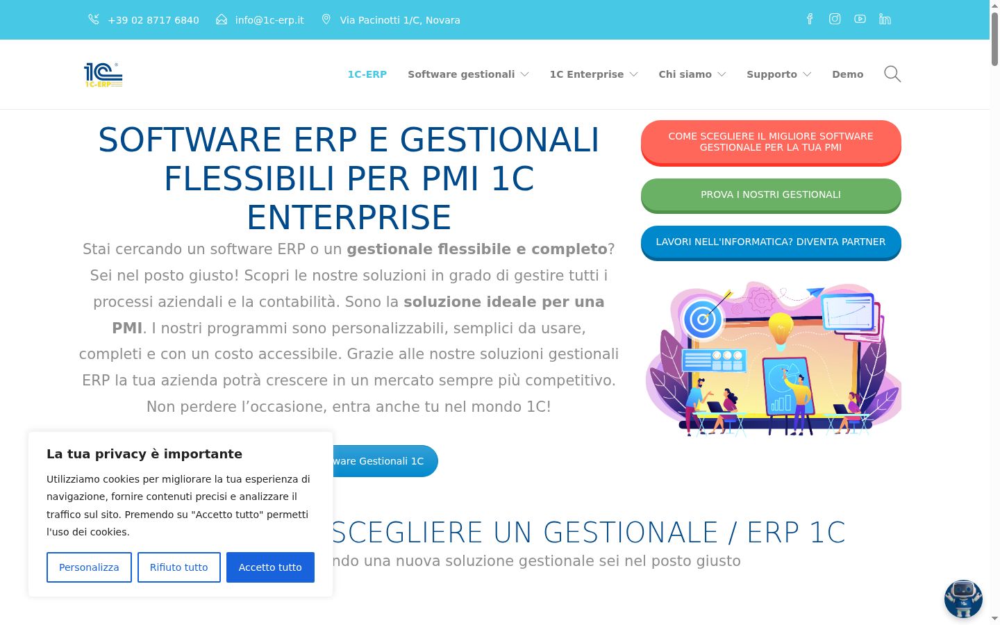Screenshot del banner di consenso mostrato prima di qualsiasi interazione