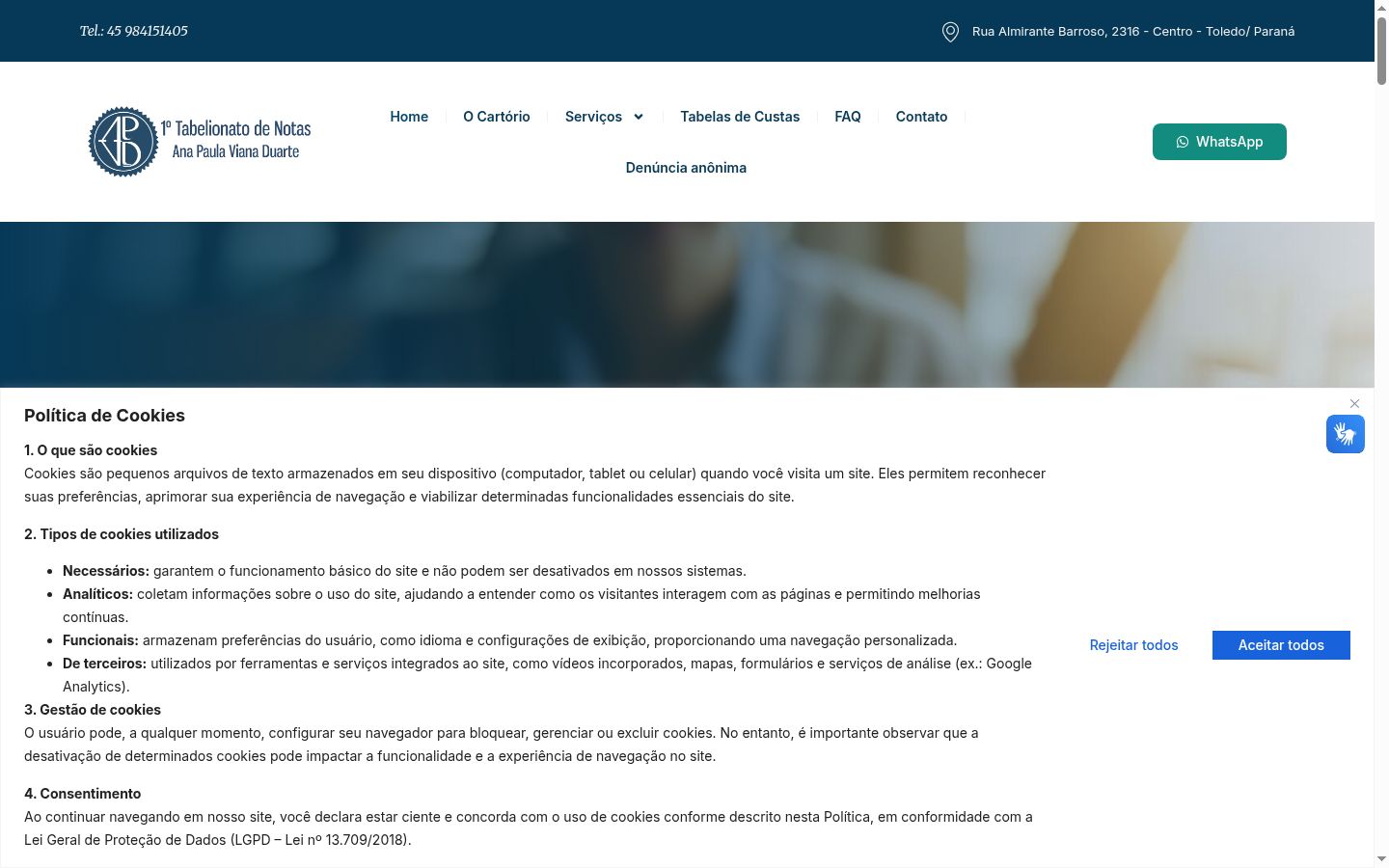 Screenshot of the consent banner shown before any interaction