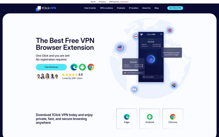 Posnetek zaslona 1clickvpn.com