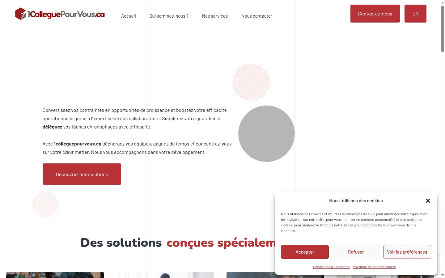 Screenshot del banner di consenso mostrato prima di qualsiasi interazione