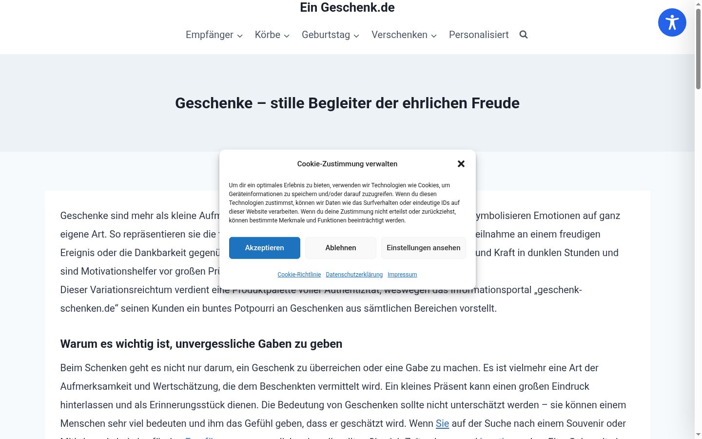 Screenshot van de toestemmingsbanner zoals getoond vóór enige interactie