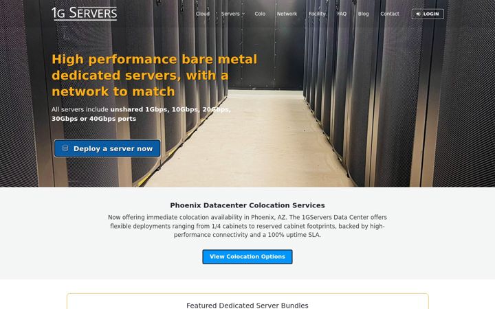 Screenshot of 1gservers.com