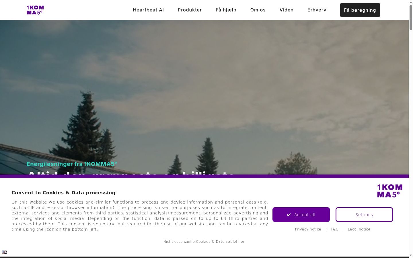 Screenshot of the consent banner shown before any interaction