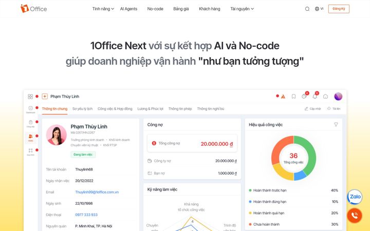 Екранна снимка на 1office.vn