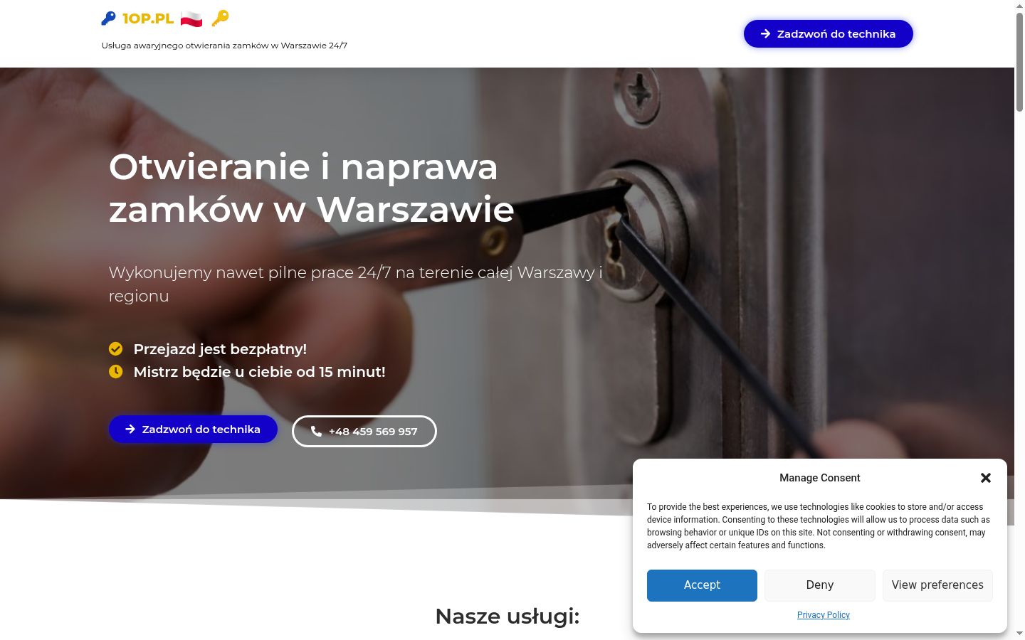 Zrzut ekranu banera zgody wyświetlanego przed jakąkolwiek interakcją