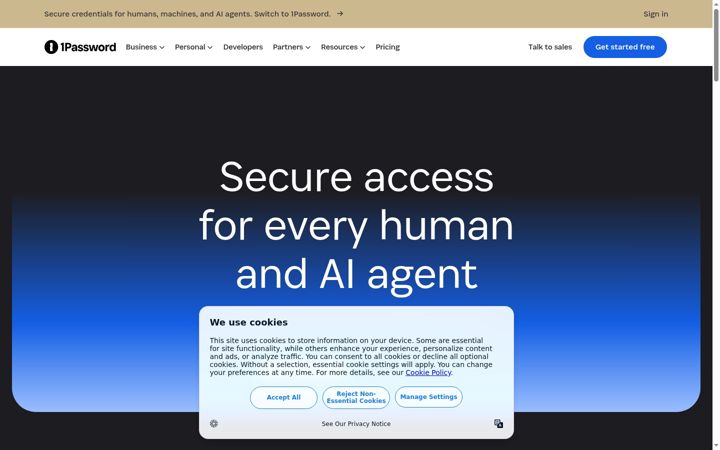 Screenshot di 1password.com