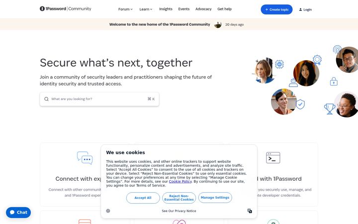 Screenshot of 1password.community