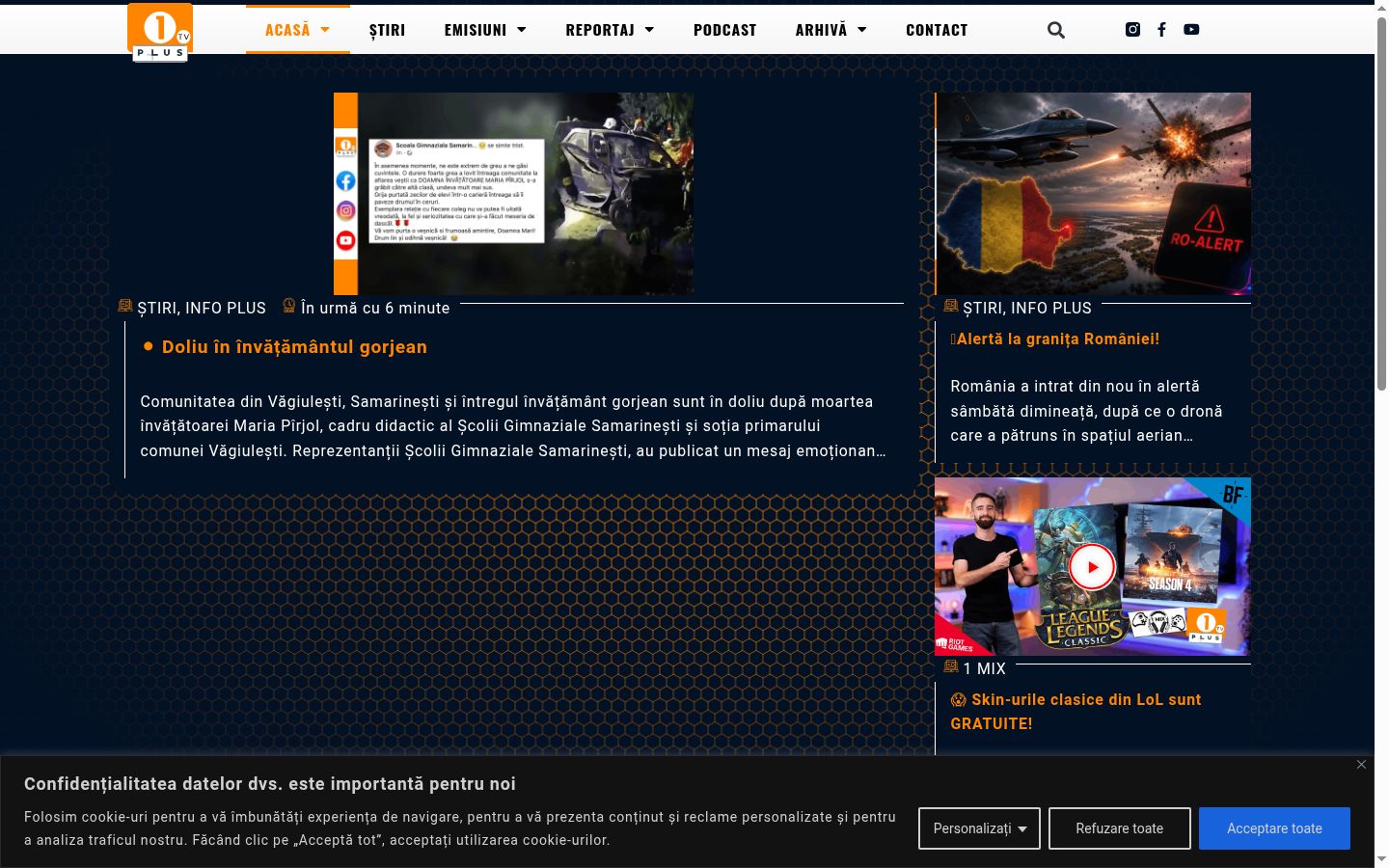 Screenshot del banner di consenso mostrato prima di qualsiasi interazione