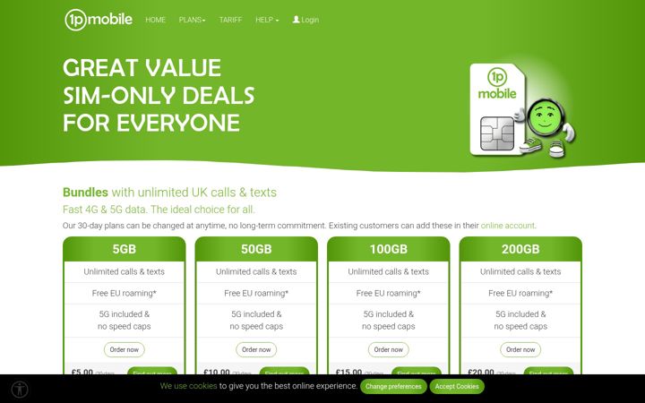 Screenshot of 1pmobile.com
