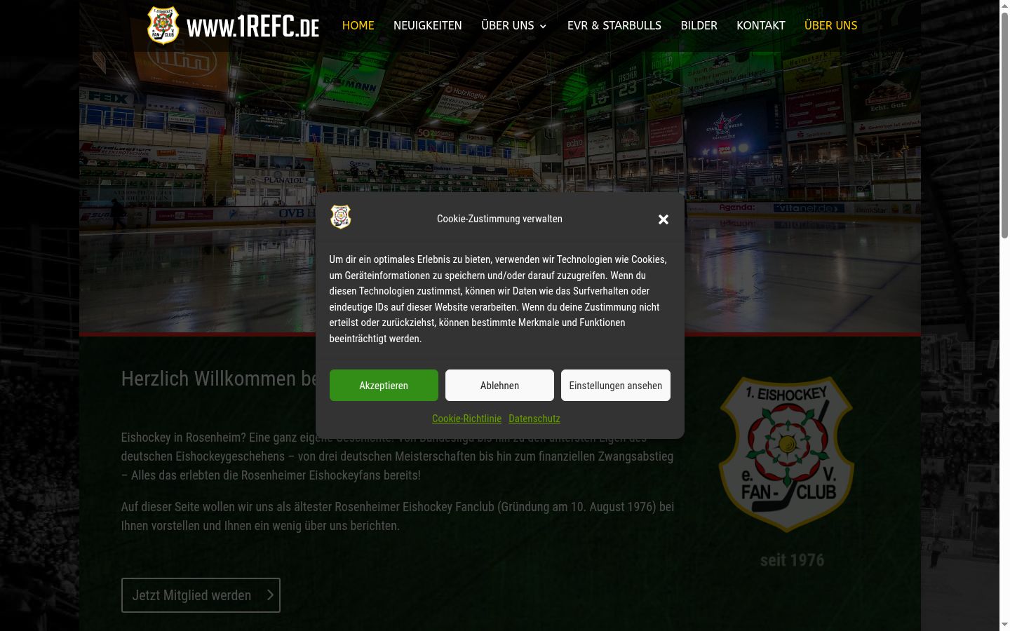 Screenshot of the consent banner shown before any interaction