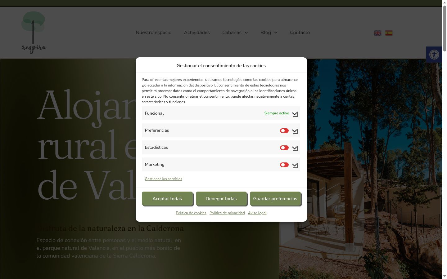 Screenshot of the consent banner shown before any interaction