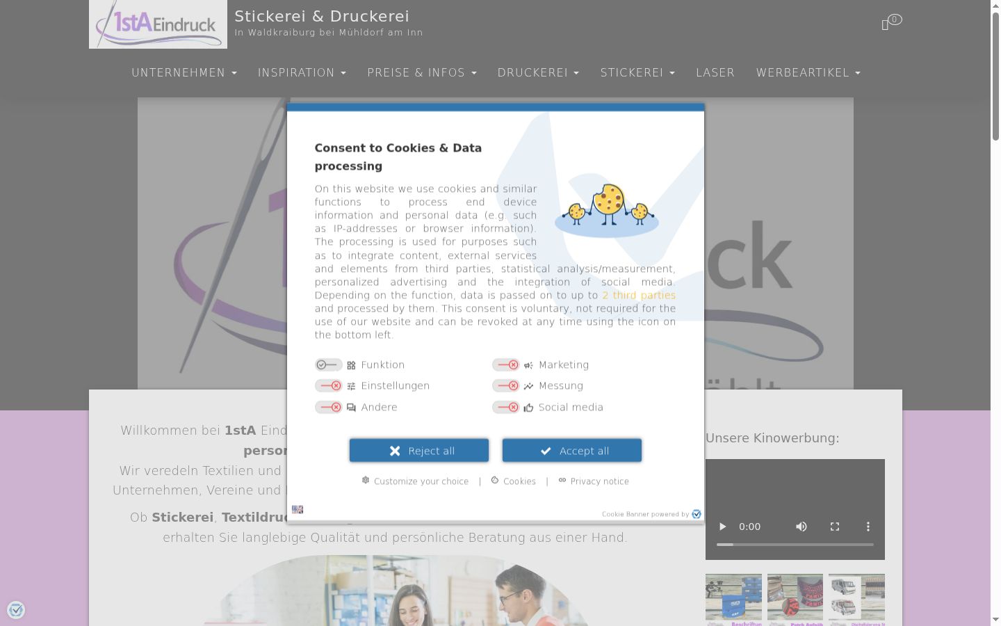 Screenshot tal-banner tal-kunsens muri qabel kwalunkwe interazzjoni