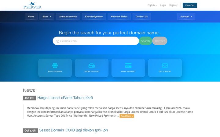 Screenshot of 1stserver.net