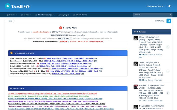 Screenshot von 1tamilmv.center