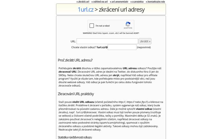 Ekrano kopija 1url.cz