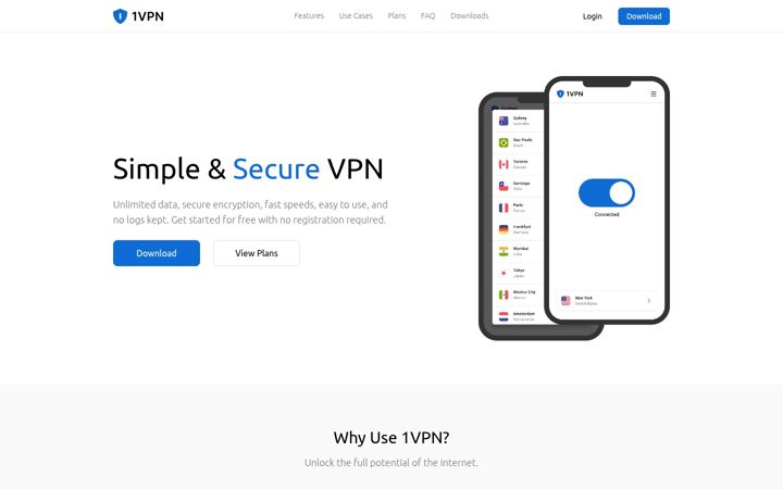 Screenshot of 1vpn.org
