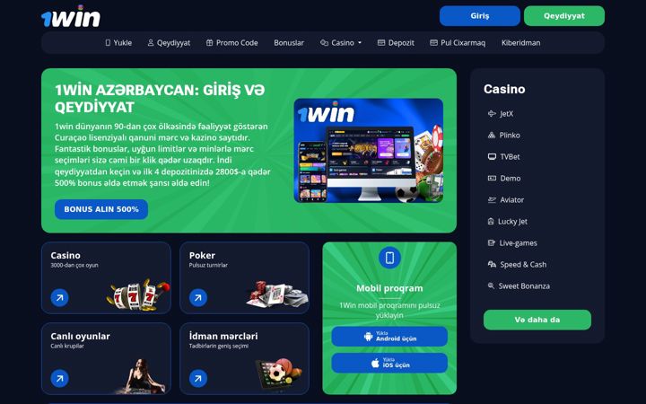 Snimka zaslona za 1win-azerbaycan.bet